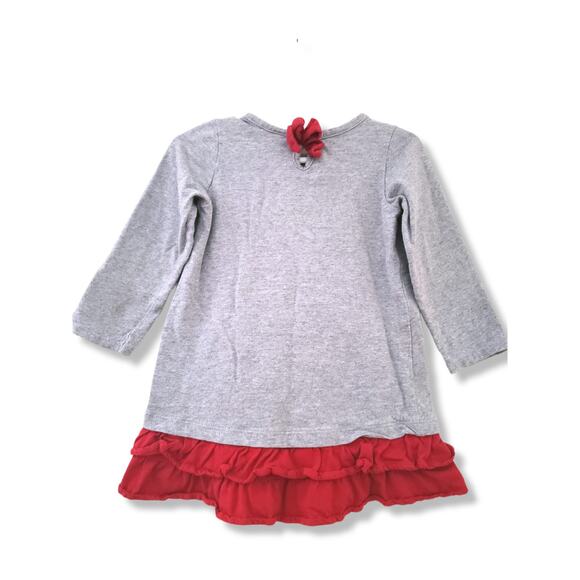 Gymboree 2T Girls Snowflake Ruffle Dress Gray Red - Picture 2 of 4